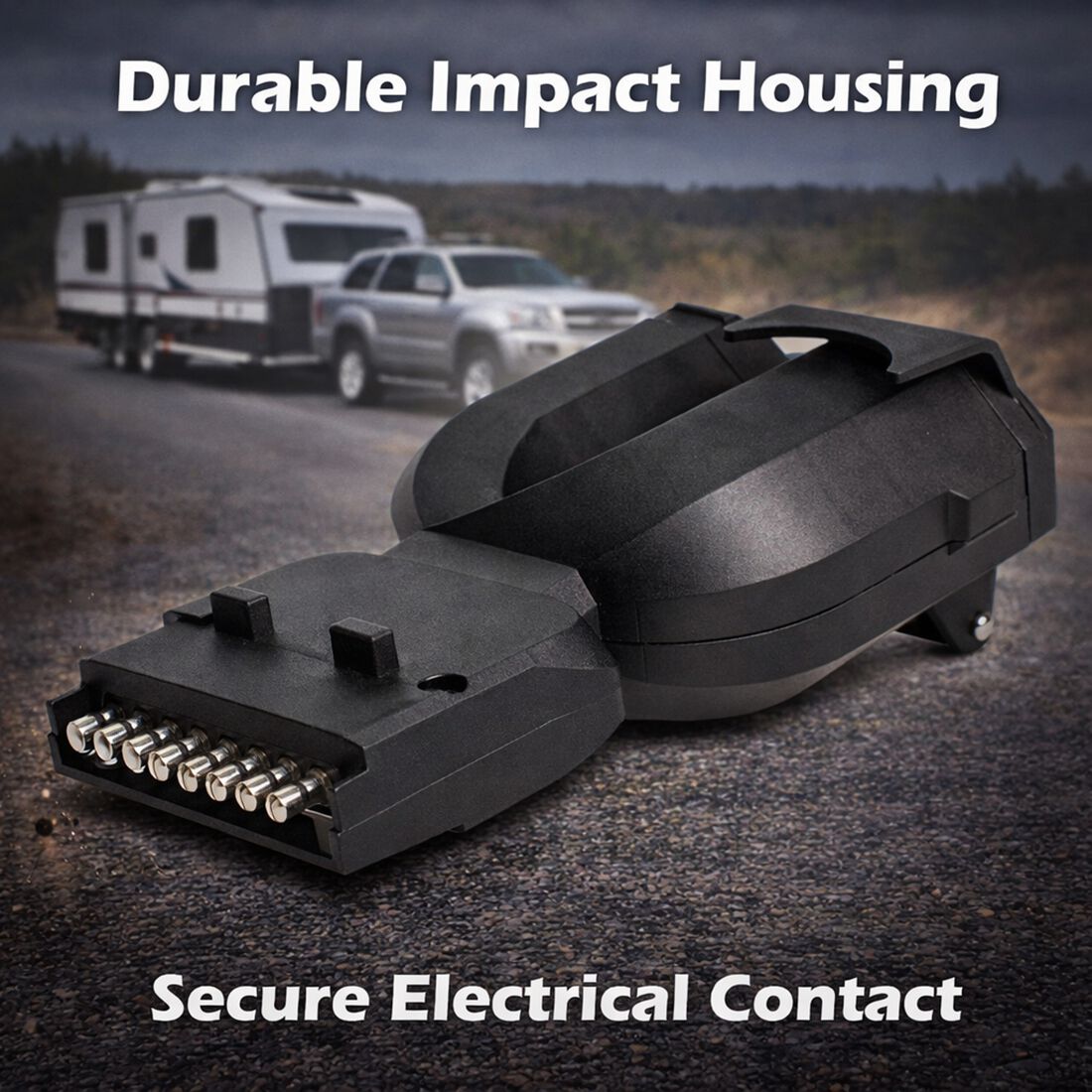 SCA Trailer Adaptor 3 Way 7 Pin Flat Socket to 7 Pin Small Round Plug, 7 Pin Large Round Plug, , scanz_hi-res