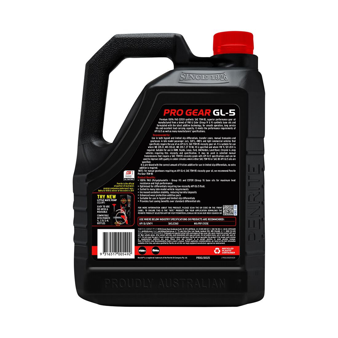 Penrite Pro Gear Oil - GL-5 75W-85 2.5 Litre, , scanz_hi-res