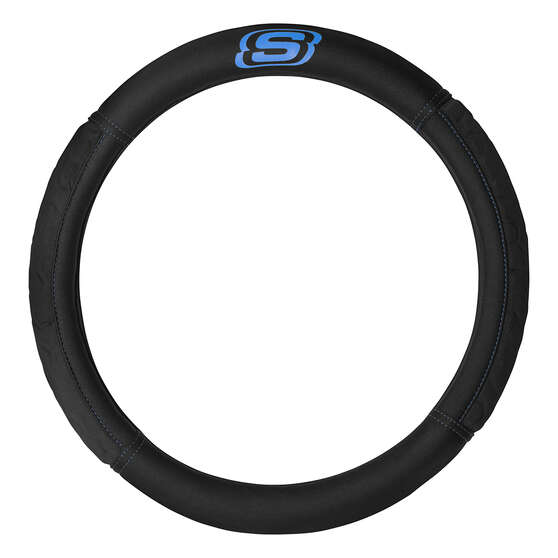 Skechers Gel Memory Foam Steering Wheel Cover Black/Blue 380mm, , scanz_hi-res