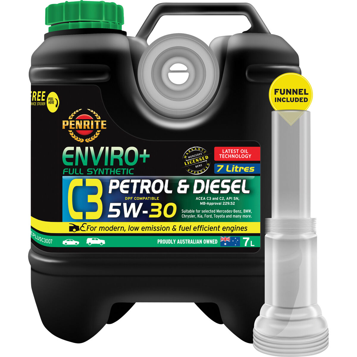 Penrite Enviro+ C3 Engine Oil 5W-30 7 Litre, , scanz_hi-res