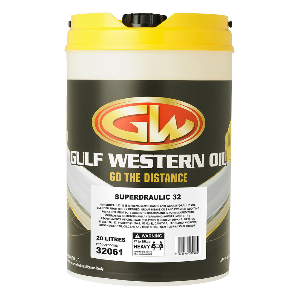 Gulf Western Superdraulic Hydraulic Oil ISO 32 20 Litre Supercheap