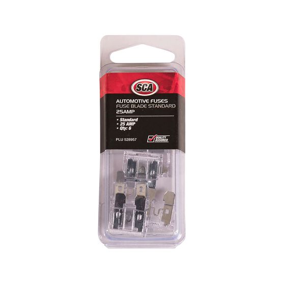 SCA Automotive Fuses - Standard Blade, 25 Amp, 6 Piece, , scanz_hi-res