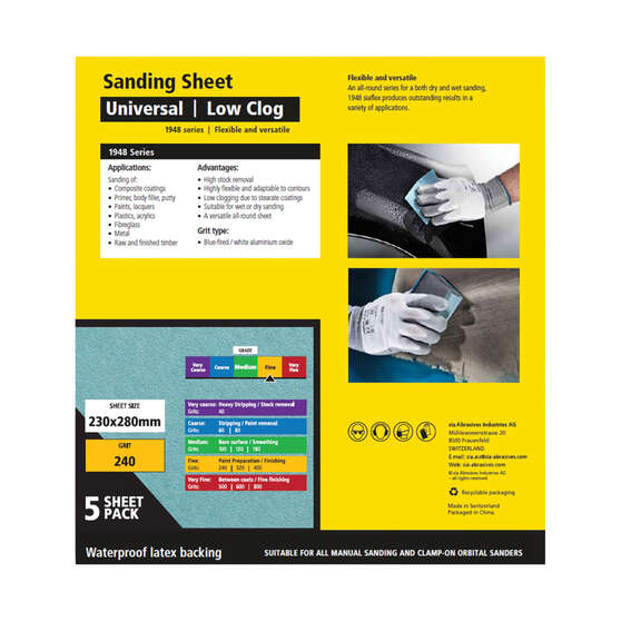 SIA Abrasives Sandpaper 5 Pack P240 - Siaflex 1948, , scanz_hi-res