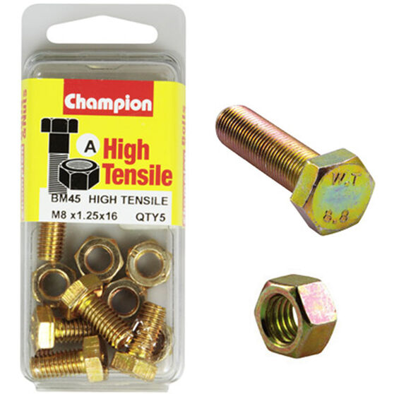 Champion High Tensile Bolts and Nuts BM45, M8x1.25 x 16mm, , scanz_hi-res