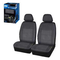 SCA Premium Jacquard and Velour Seat Covers Black Adjustable Headrests Airbag Compatible 30SAB, , scanz_hi-res