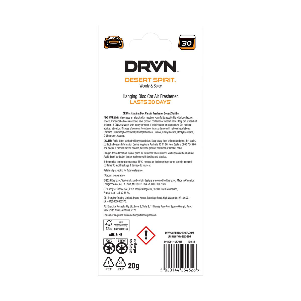 DRVN Desert Spirit Hanging Disc Air Freshener - 1 Pack, , scanz_hi-res