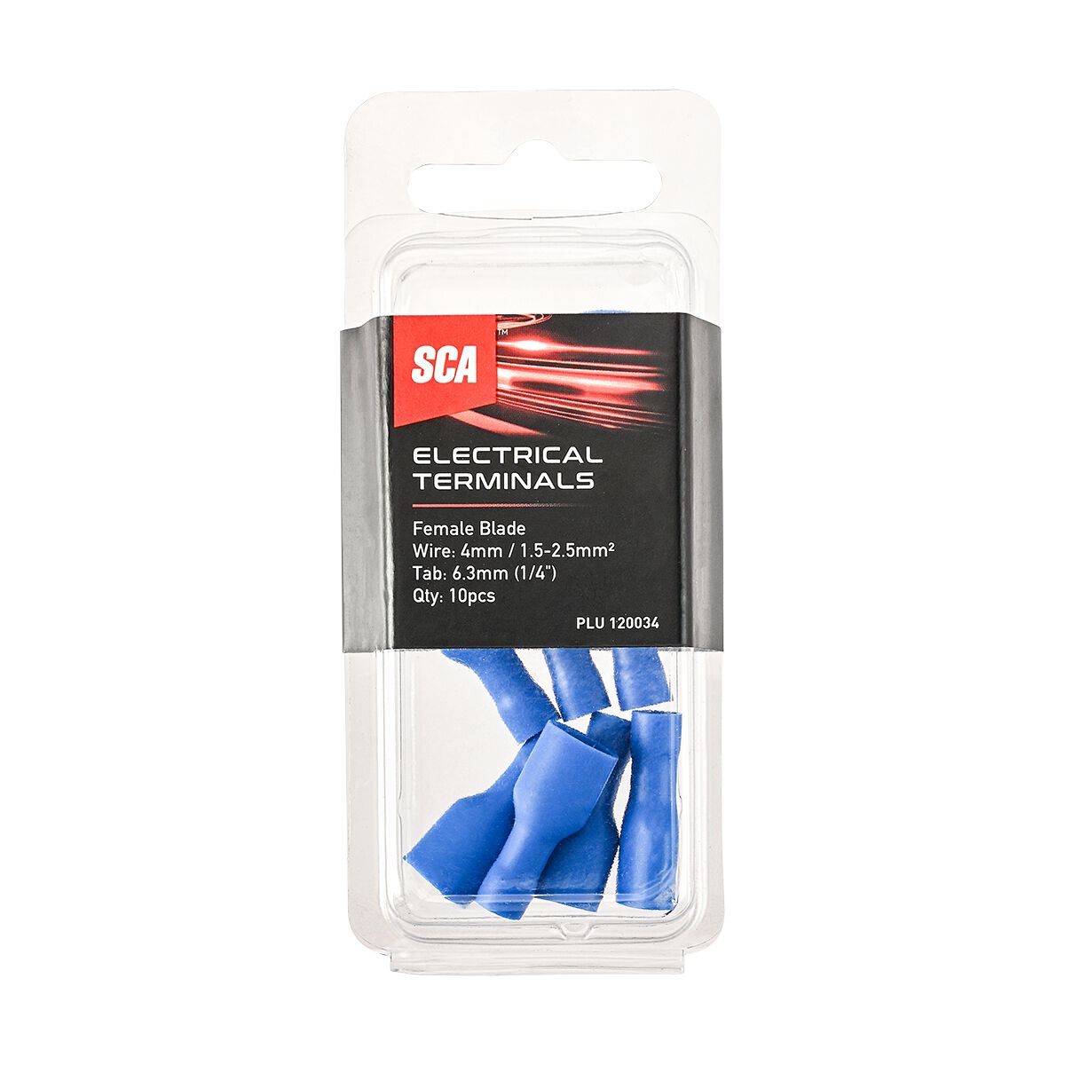 SCA Electrical Terminals Female Blade 6.3mm Blue 10 Piece, , scanz_hi-res