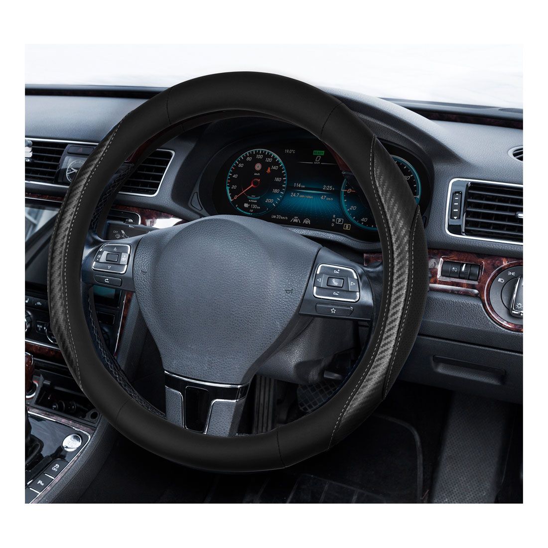 SCA Steering Wheel Cover Sports Leather Look Black, , scanz_hi-res