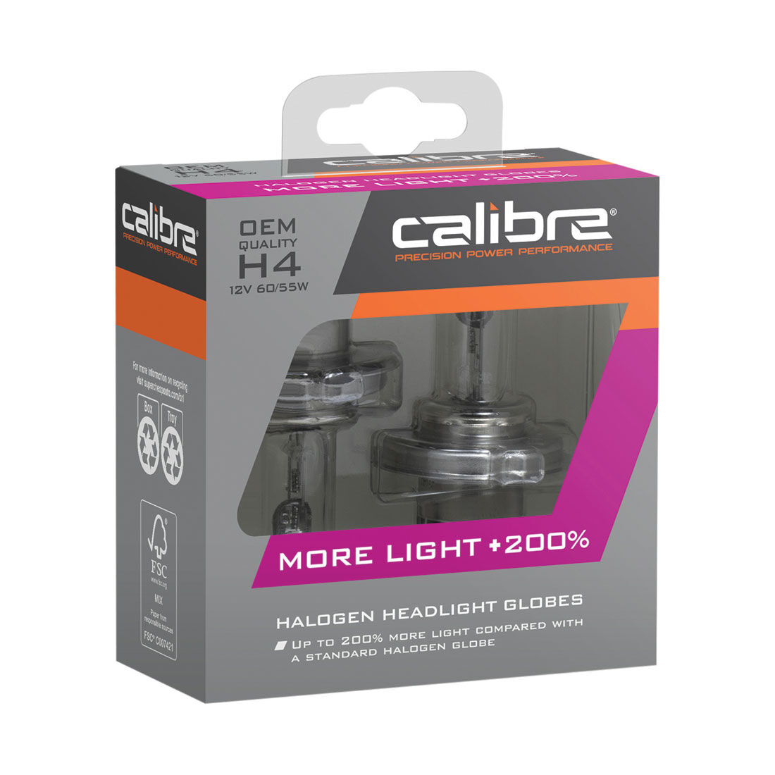 Calibre Plus 200 Headlight Globes - H4, 12V 60/55W, CA200H4, , scanz_hi-res