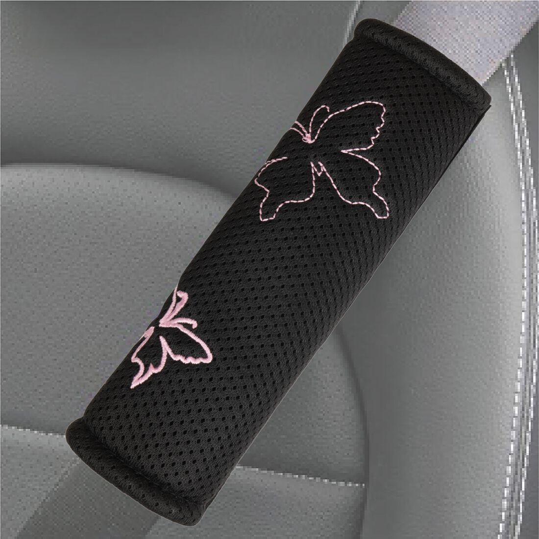SCA Butterfly Steering Wheel Cover & Seat Belt Buddie Set Pink, , scanz_hi-res