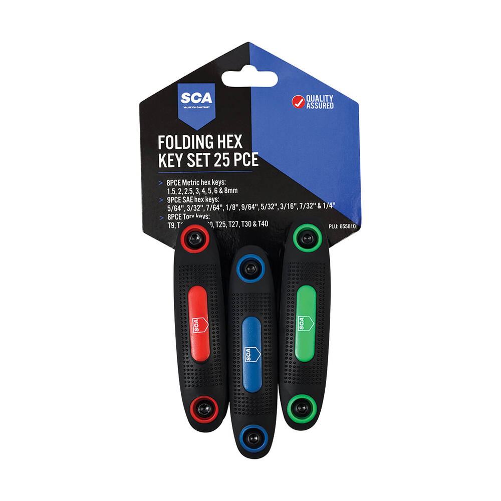 Sca Key SCA Folding Hex Key Set Metric SAE & Torx 3 Pack | Supercheap Auto New ...