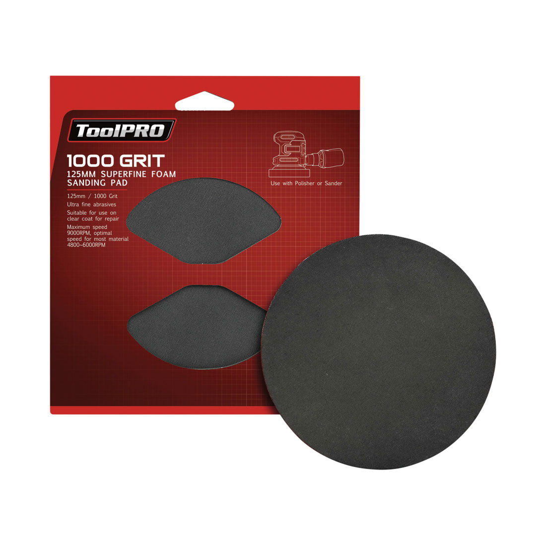 ToolPRO Foam Disc Superfine 125mm 1000 Grit, , scanz_hi-res