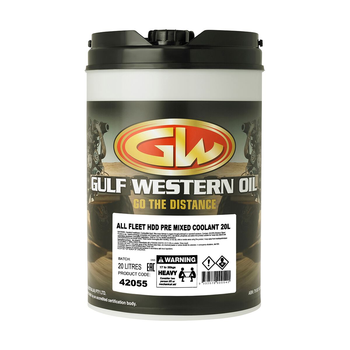 Gulf Western All Fleet Heavy Duty Diesel Coolant Premix - 20 Litres, , scanz_hi-res