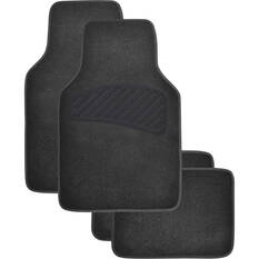 SCA Luxury Carpet Car Floor Mats - Set of 4, Black, , scanz_hi-res