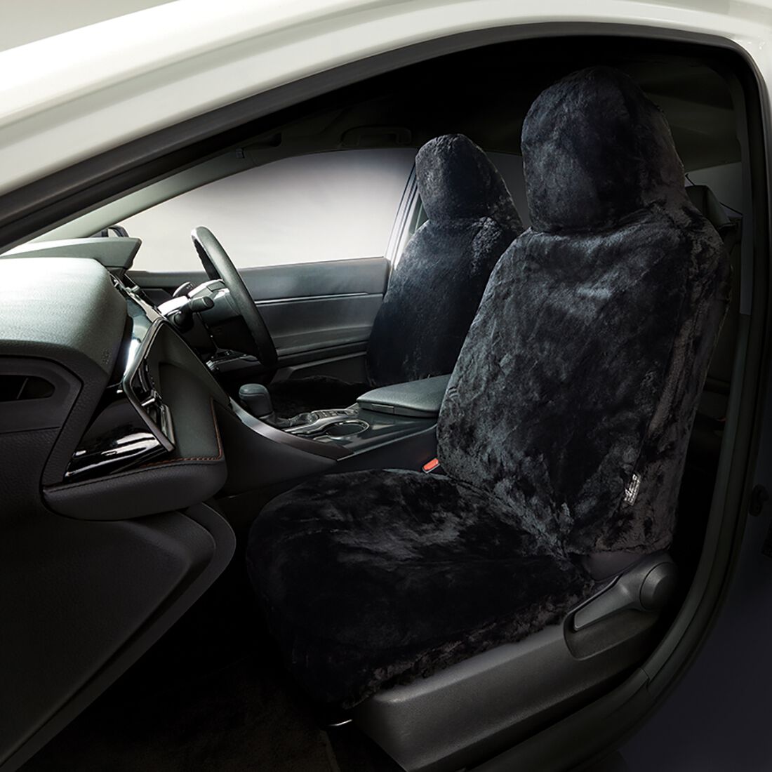 Gold CLOUDLUX Sheepskin Seat Covers - Slate Built-in Headrests Size 60 Airbag Compatible, , scanz_hi-res