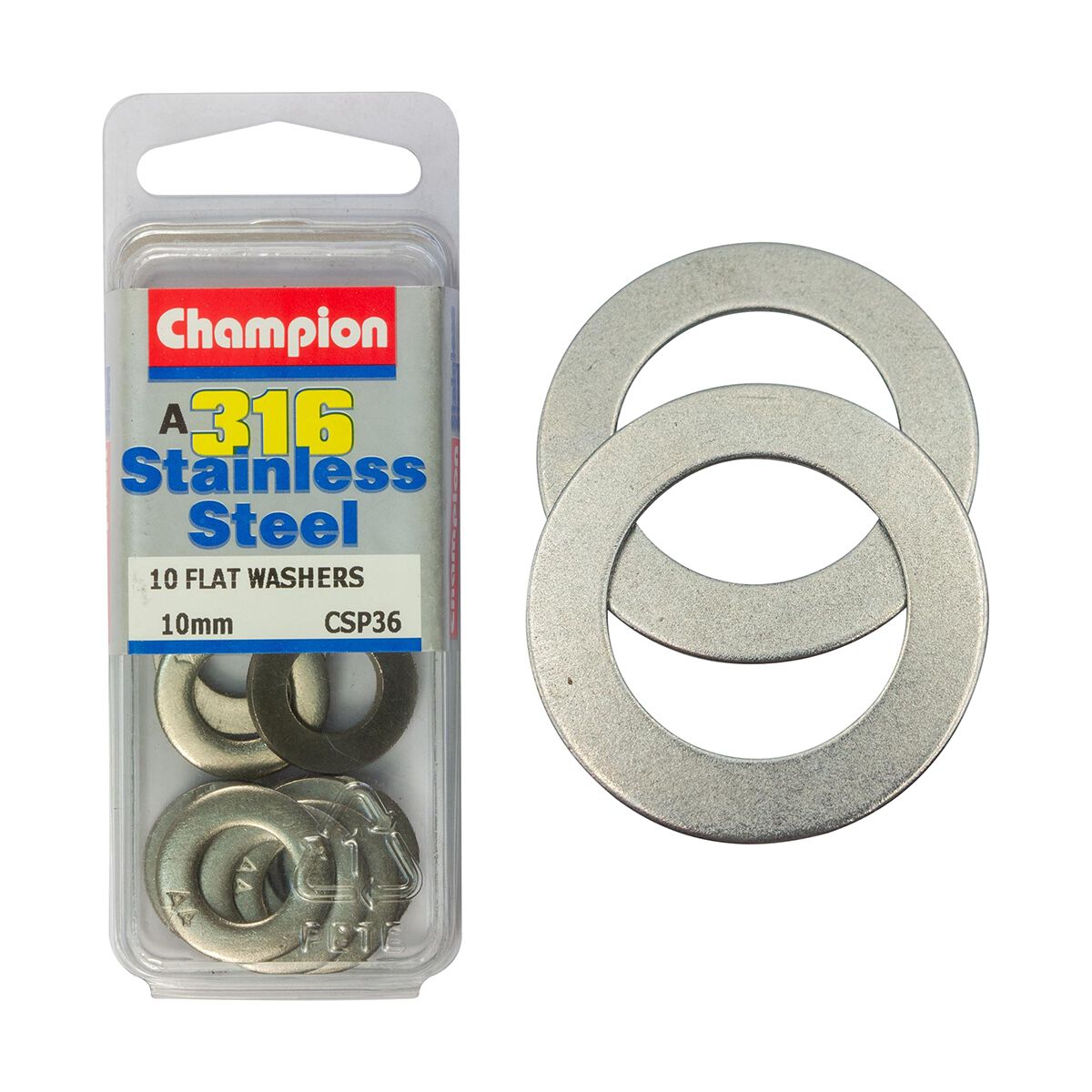 Champion Flat Washers Stainless Steel 10mm, , scanz_hi-res