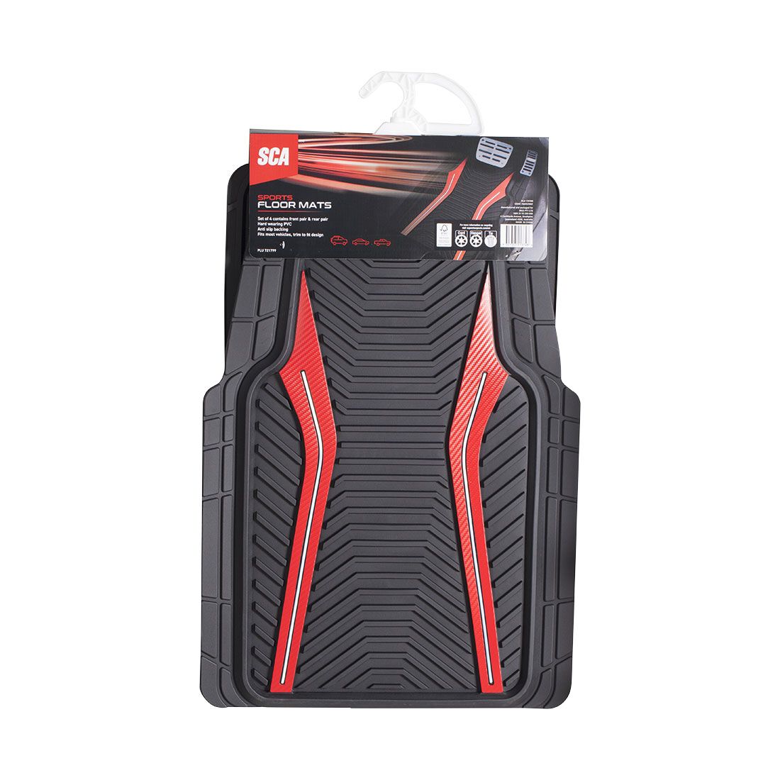 SCA Floor Mats PVC Rubber Sports Red Set of 4, , scanz_hi-res