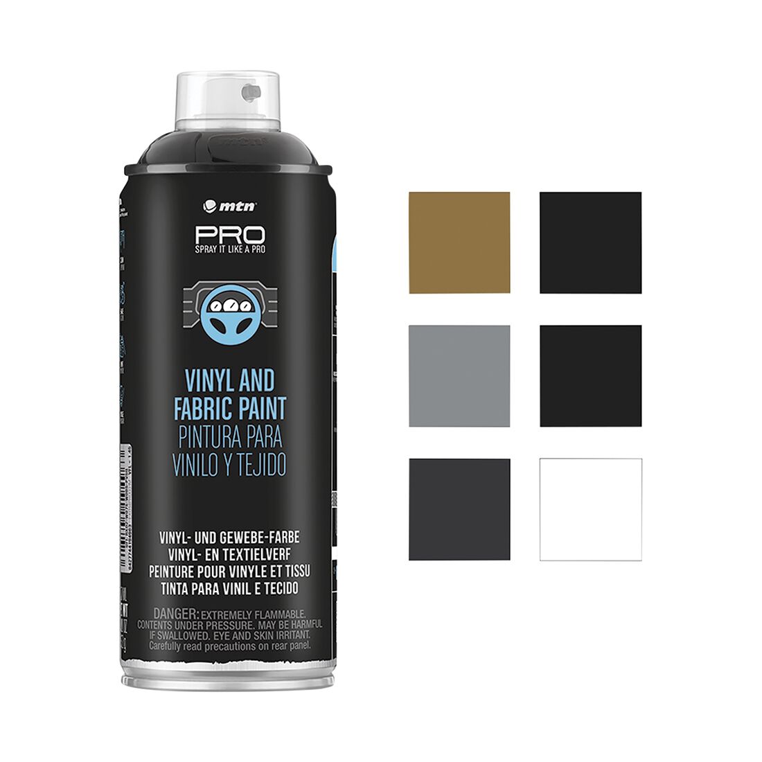 MTN PRO Vinyl &amp; Fabric Paint Black Glossy 400ml Spray Paint, , scanz_hi-res