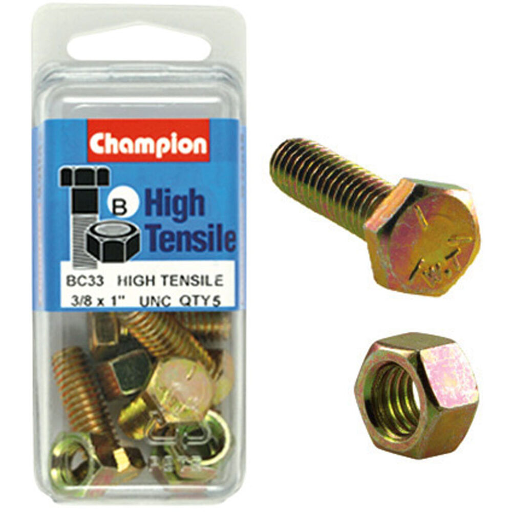 Champion High Tensile Bolts and Nuts UNC 1inch X 3 / 8inch