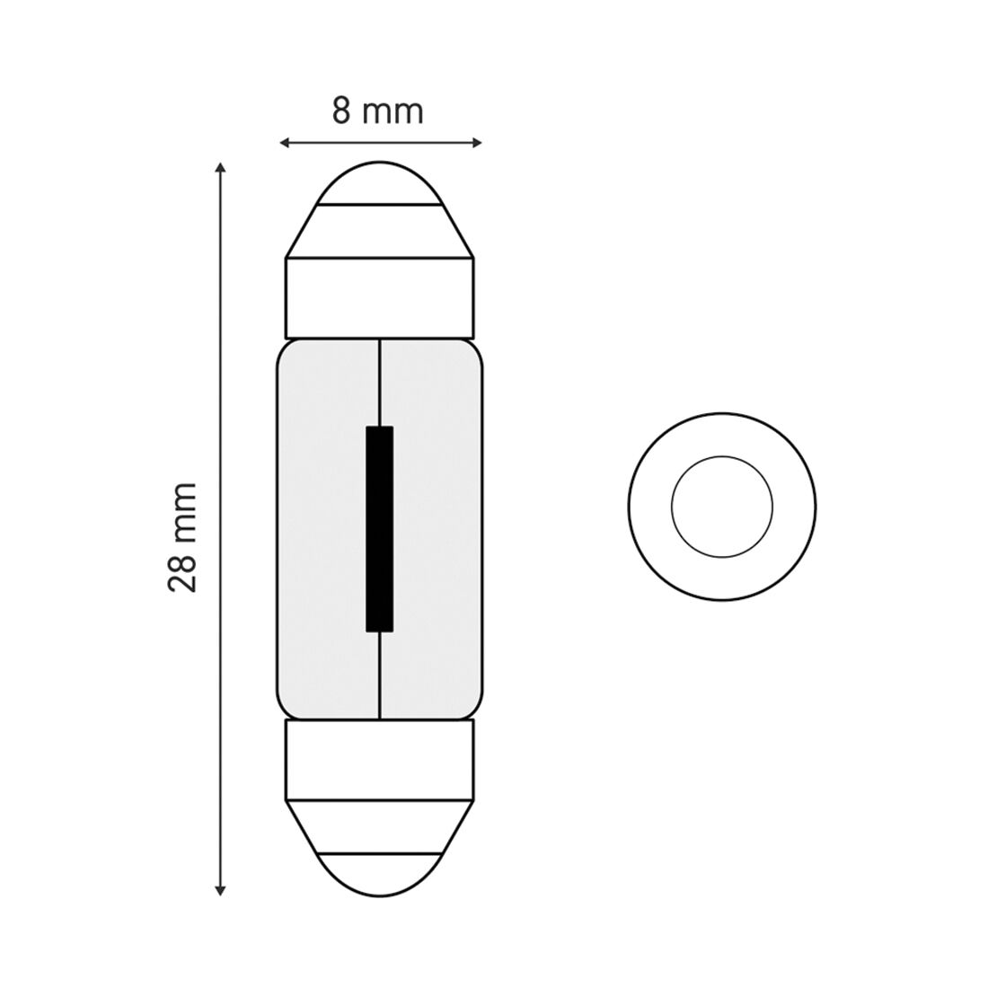 SCA Incandescent Globe - 8X28MM 12V 3W - 2 Pack, , scanz_hi-res