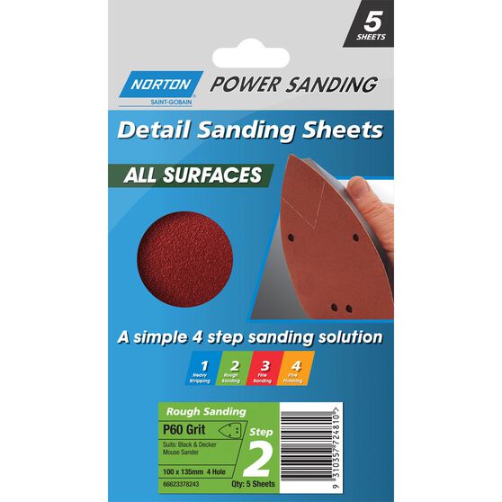 Norton Mouse Sanding Sheets 60 Grit 5 Pack, , scanz_hi-res
