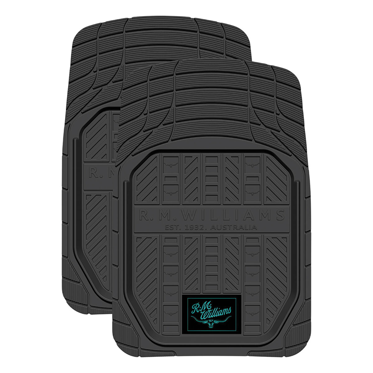 R.M.Williams Aqua Floor Mats Black Aqua Front Pair Supercheap