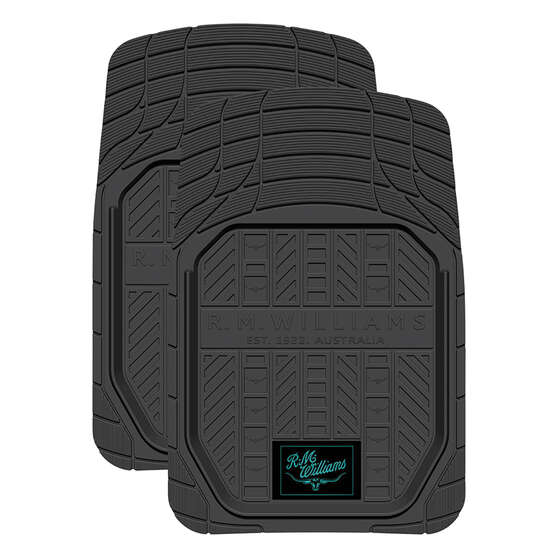 R.M.Williams PVC Car Floor Mats - Front Pair, Black/Aqua, , scanz_hi-res