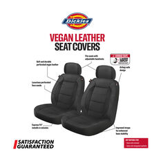 Dickies Premium Leather Look & Suede Seat Covers Black Adjustable Headrests Airbag Compatible, , scanz_hi-res