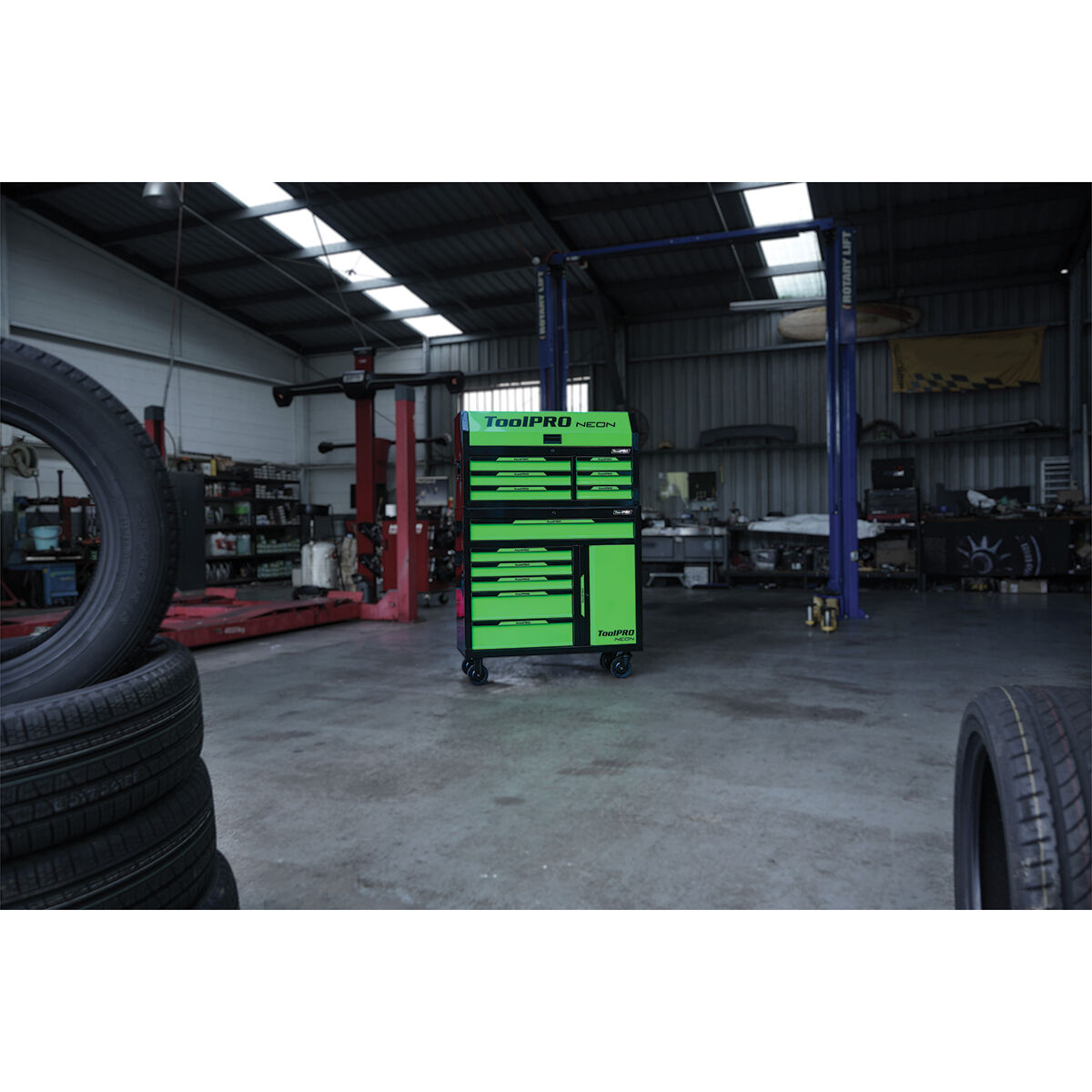 ToolPRO Neon Tool Cabinet Green 6 Drawer 42 Inch, , scanz_hi-res