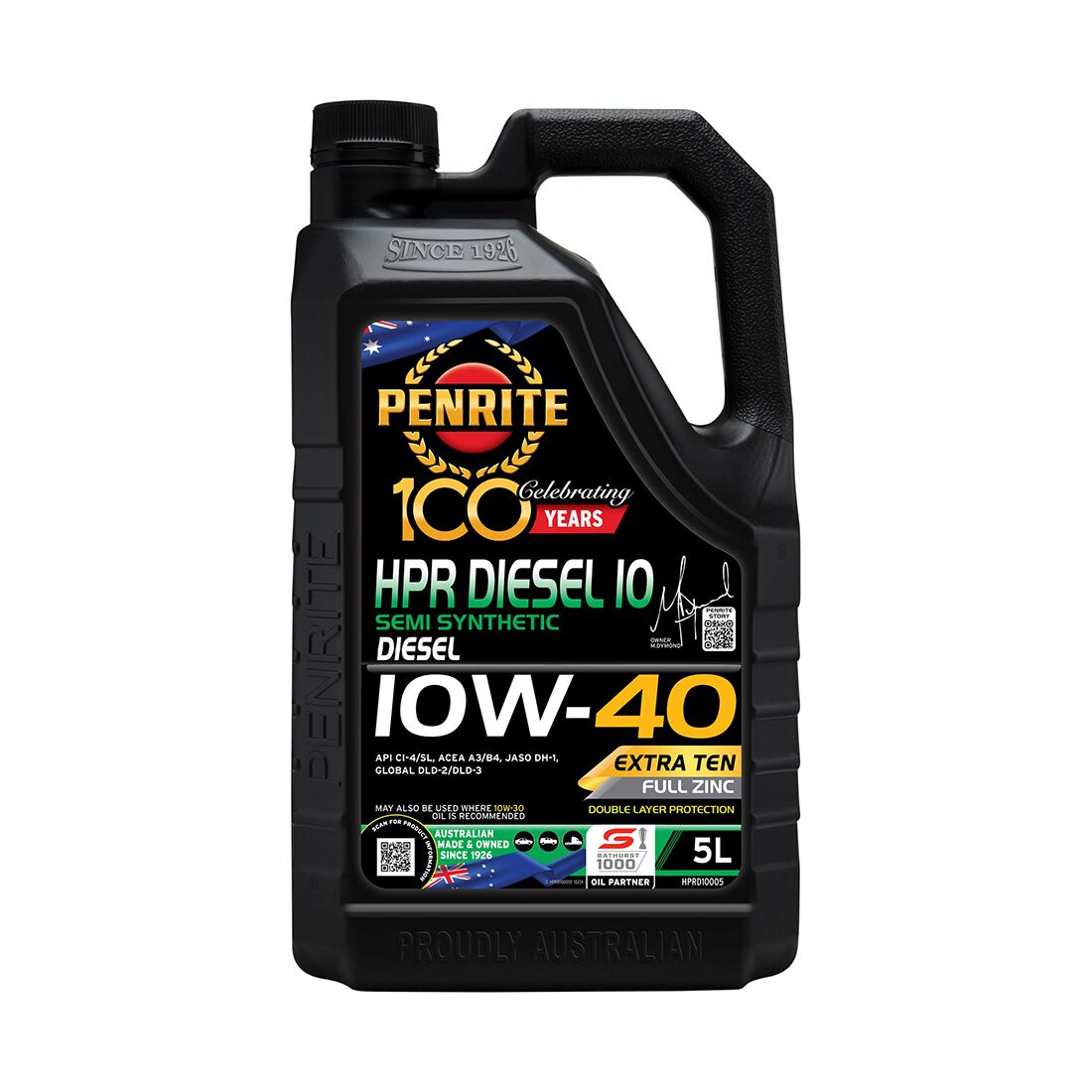 Penrite HPR Diesel 10 Engine Oil - 10W-40, 5 Litre, , scanz_hi-res
