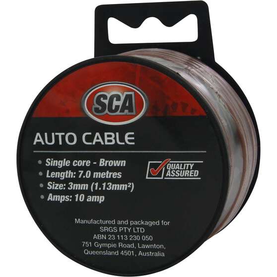 SCA Automotive Cable - Single Core, 10 Amp 3mm x 7m, Brown, , scanz_hi-res