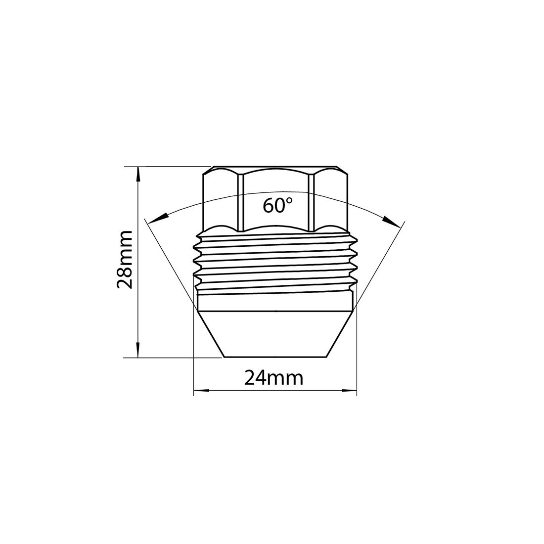 Tridon Wheel Nuts M12x1.5. Tapered Seat. Open Ended Nut. 19mm Hex. External Thread - 5 Pack, , scanz_hi-res
