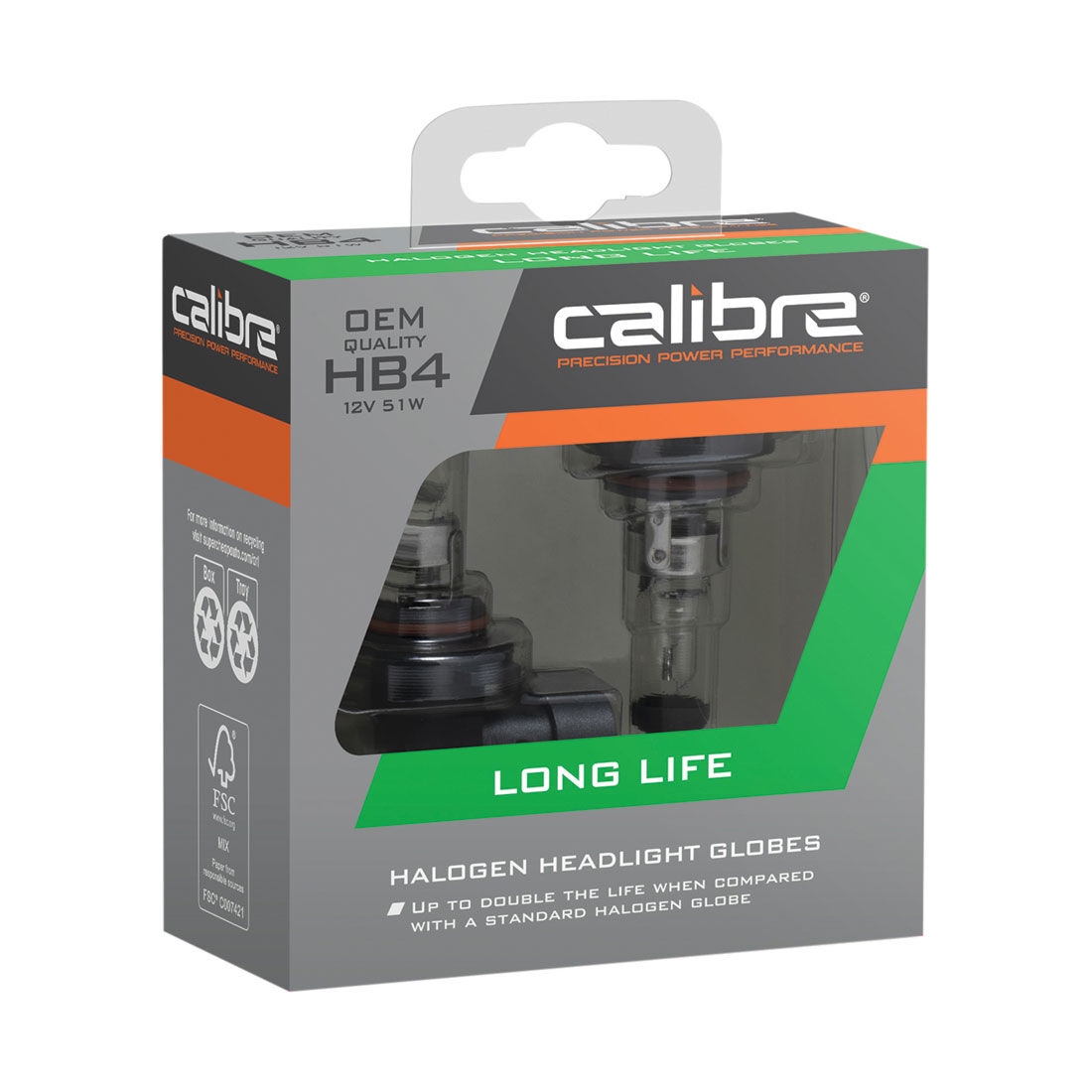 Calibre Long Life Headlight Globes - HB4, 12V 51W, CALLHB4, , scanz_hi-res