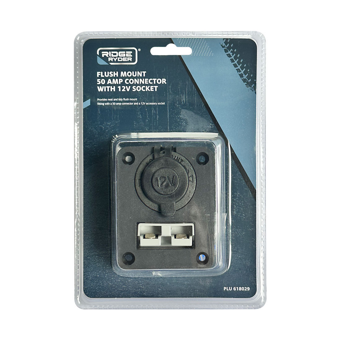 Ridge Ryder 50 Amp Connector Flush Mount w/ 12V Socket, , scanz_hi-res