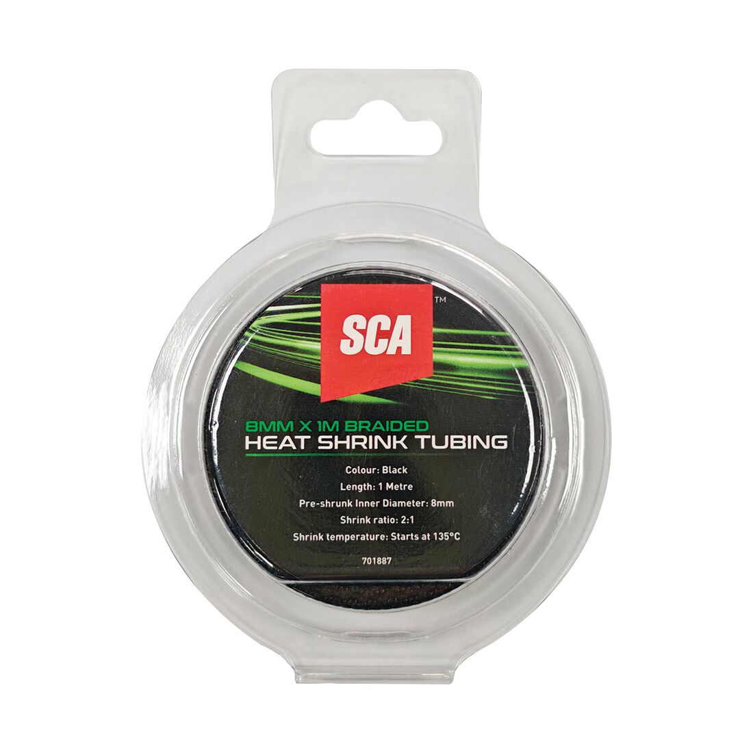 SCA Braided Heat Shrink Tubing 8mm x 1m - Black, , scanz_hi-res