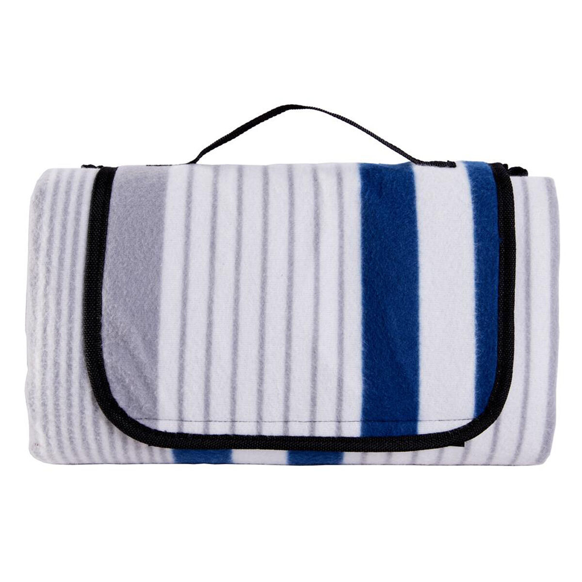 Cabin Crew Striped Picnic Rug - Blue/Grey, 1.5m x 1.5m, , scanz_hi-res