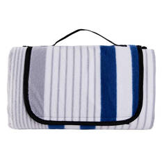 Cabin Crew Striped Picnic Rug - Blue/Grey, 1.5m x 1.5m, , scanz_hi-res