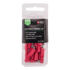 SCA Electrical Terminals - Male & Female Bullet, 4mm Red, 20 Pack, , scanz_hi-res