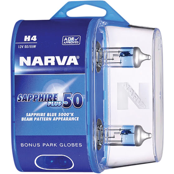 Narva Sapphire Plus 50 Headlight Globes - H4, 12V 60/55W, 48522BL2, , scanz_hi-res