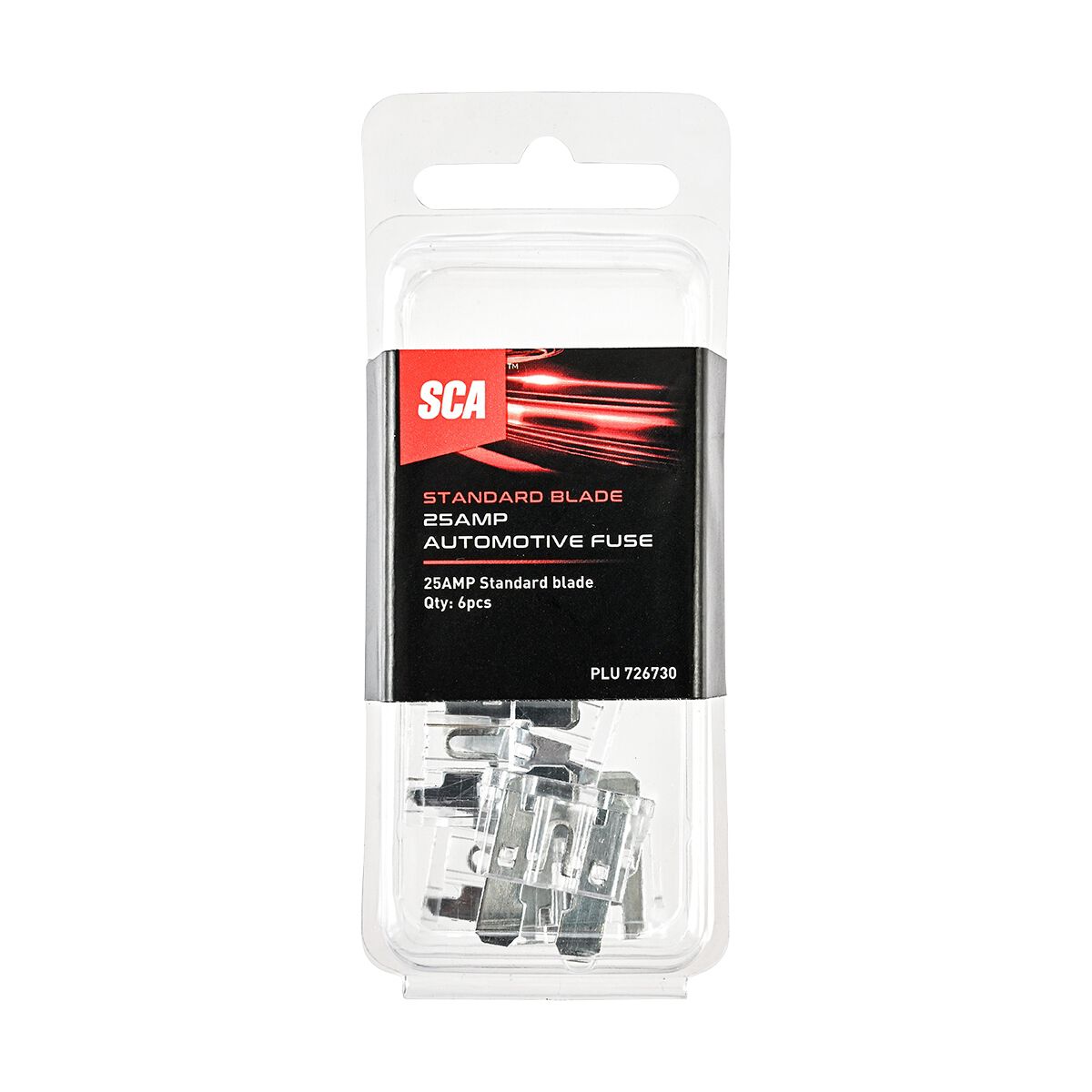 SCA Automotive Fuses - Standard Blade, 25 Amp, 6 Piece, , scanz_hi-res