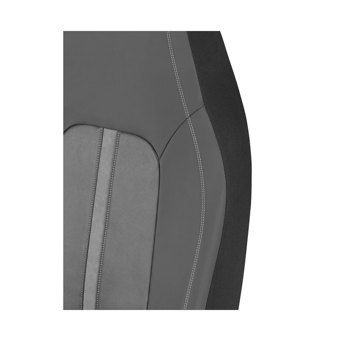 SCA Seat Cover Sports Black & Grey Metallic Leather Look, Built-in Headrests, Airbag Compatible, Size 60A, , scanz_hi-res