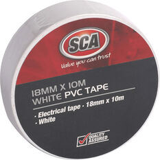SCA PVC Electrical Tape - Black, 18mm x 10m, White, scanz_hi-res