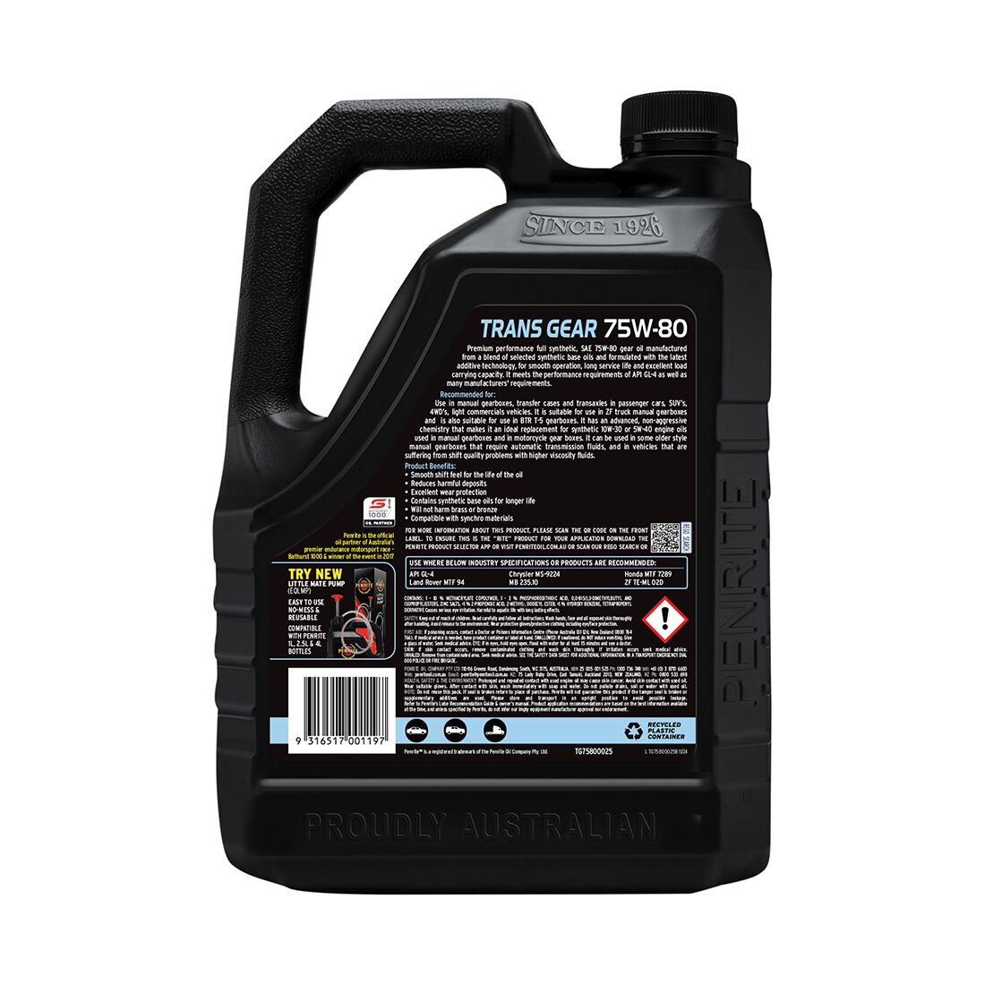 Penrite Trans Gear Oil - 75W-80 2.5 Litre, , scanz_hi-res