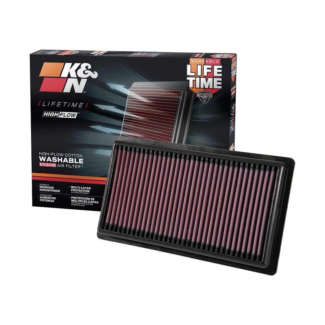 K&N Air Filter - 33-3080 (Interchangeable with A1976), , scanz_hi-res