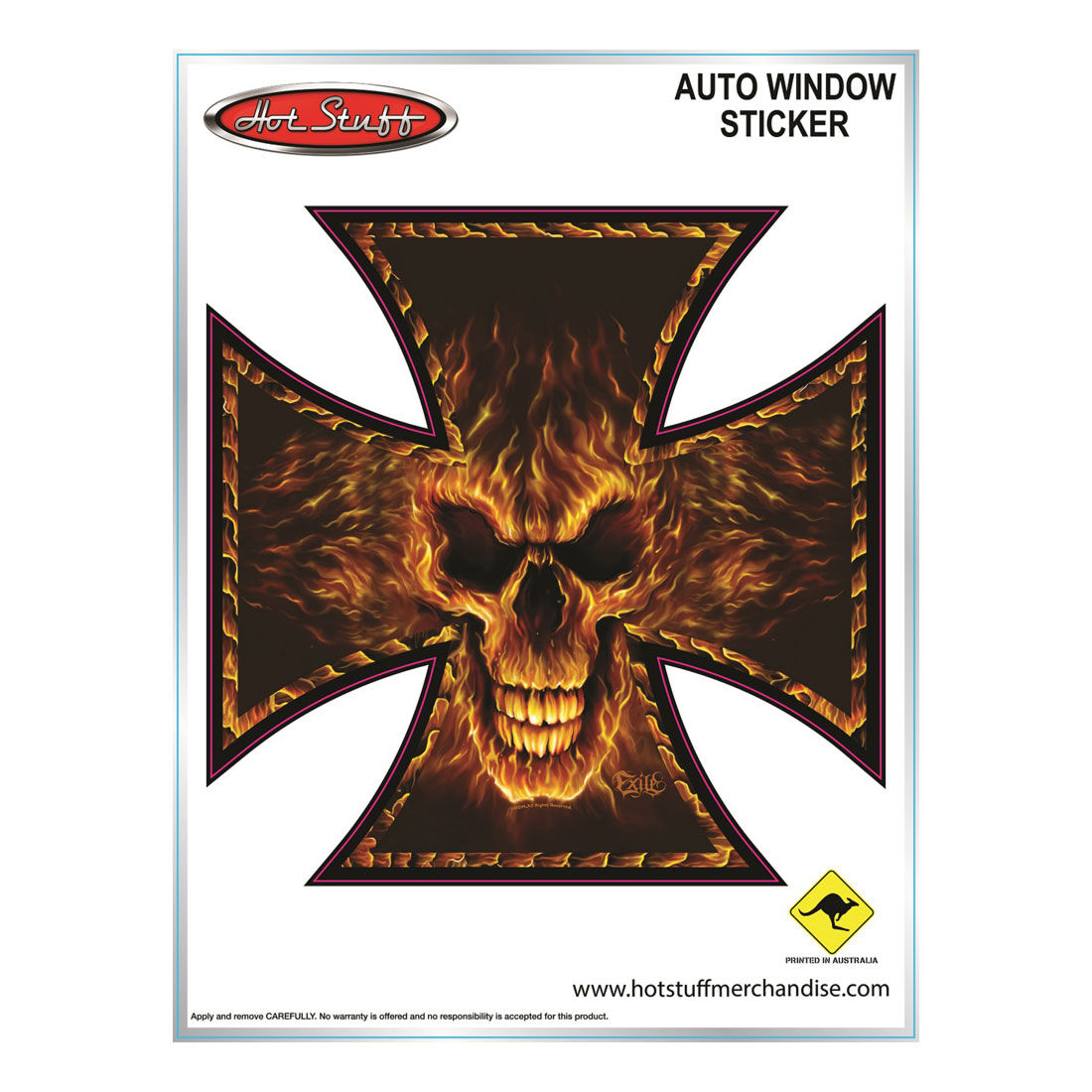 Hot Stuff Sticker Fire Cross Skull, , scanz_hi-res