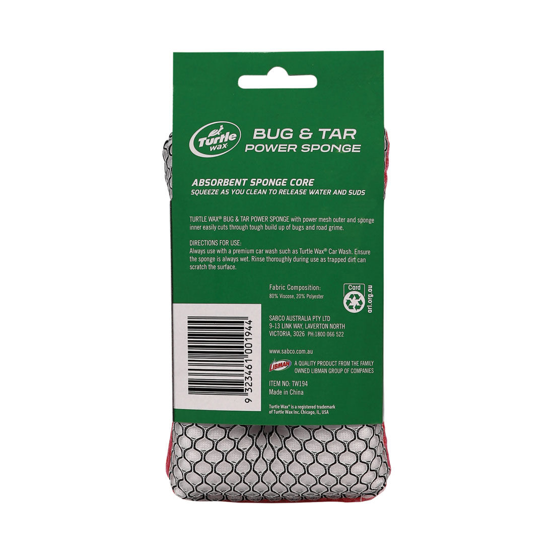 Turtle Wax Power Bug & Tar Sponge, , scanz_hi-res