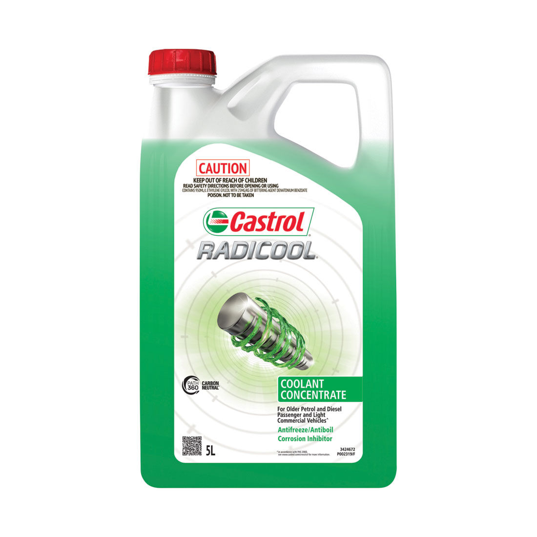 Castrol Green Radicool Anti-Freeze/Anti-Boil Coolant Concentrate - 5 Litres, , scanz_hi-res