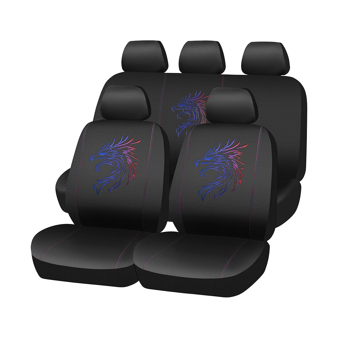 SCA Dragon Seat Cover Pack Red/Black Adjustable Headrests Airbag Compatible 30&06H SAB, , scanz_hi-res