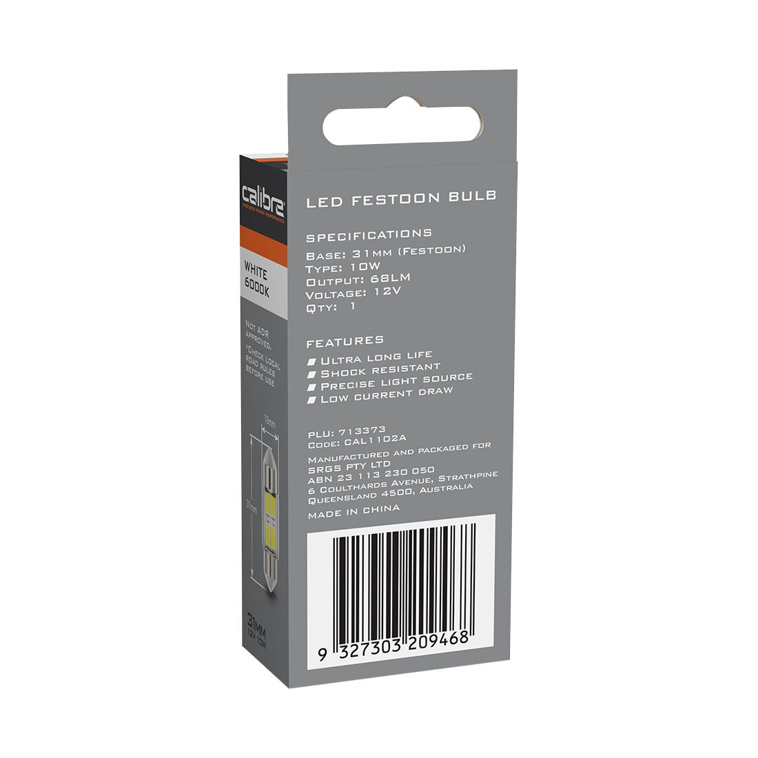 Calibre Automotive Globes - LED Festoon 12V, 10W, 31mm, , scanz_hi-res