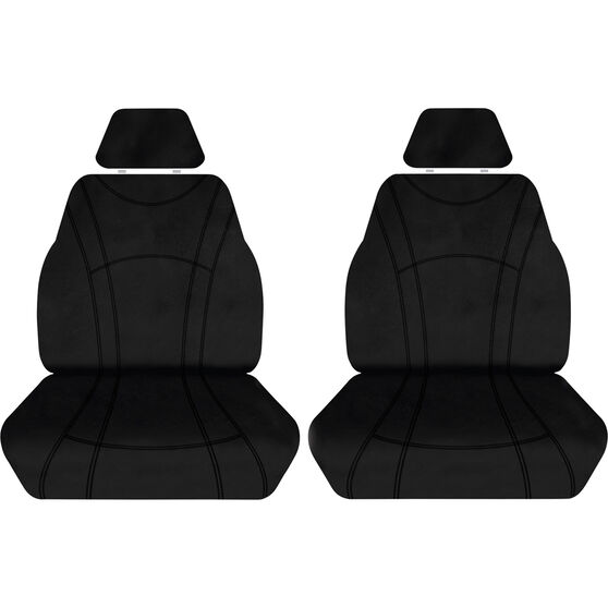 Getaway Neoprene Ready Made Seat Covers Front Pair Black suits Prado, , scanz_hi-res